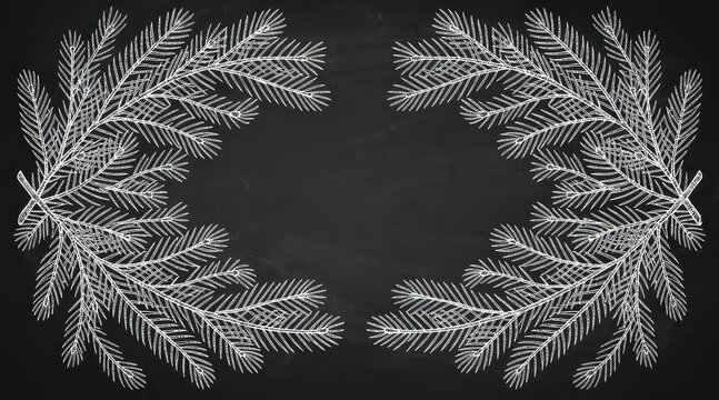 Silver Christmas wreath on black background.