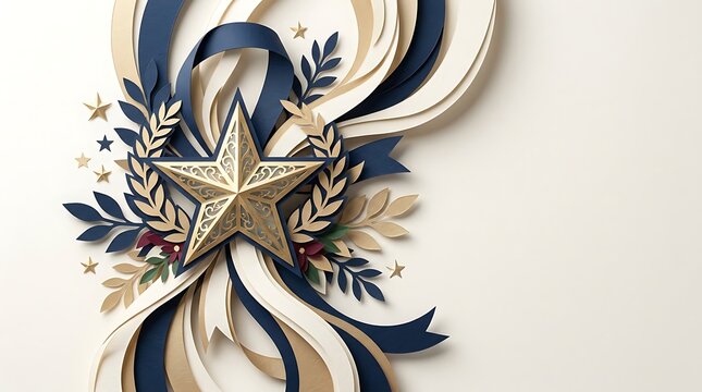 Gold Star Mothers Day Memorial Star and Ribbon Illustration