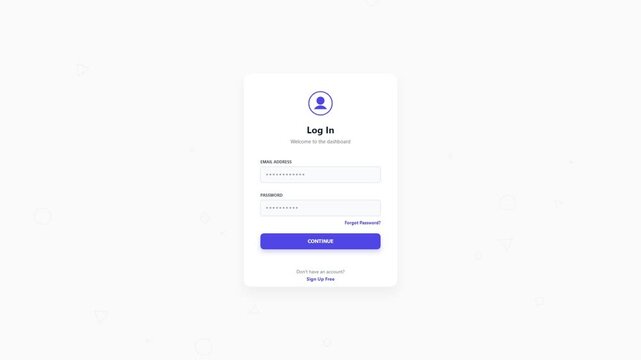 Log in interface with user icon and continue button on white background