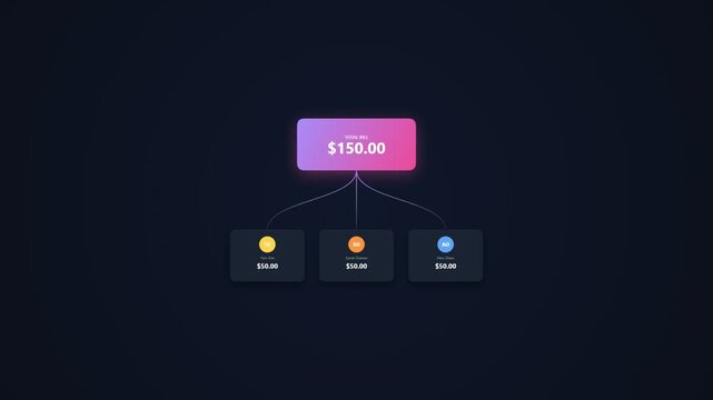 Financial distribution chart showing budget breakdown with dollar icons