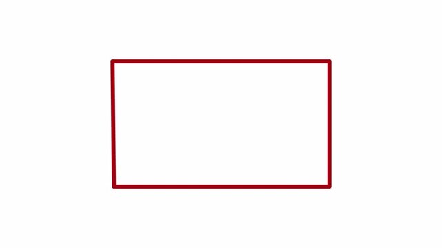  Flat outline rectangular shape animation on transparent background. Rectangle line drawing style motion graphic, border frame animation. Abstract rectangle line animation in 4K with Alpha Channel.