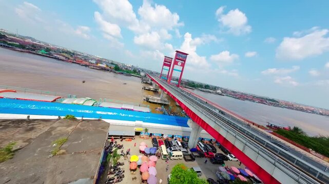 Aerial view of residential neighborhood in Palembang South Sumatra