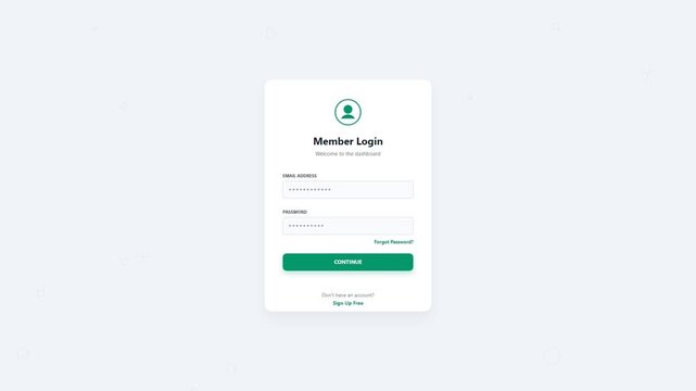 Member Login interface with username and password fields on white background