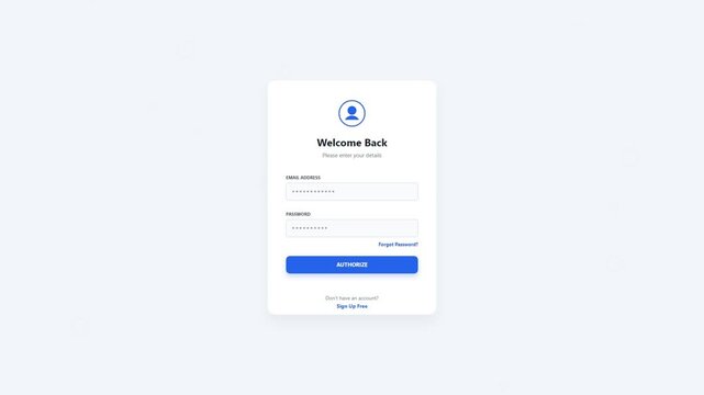 Login interface with welcome back message and authorization button design
