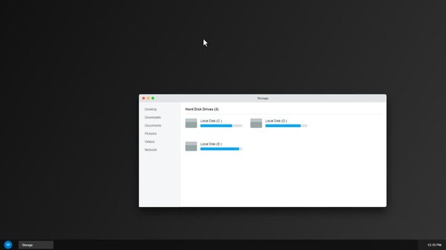 Computer storage interface showing hard disk drives