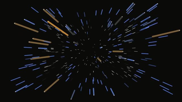 Abstract Cosmic Warp Speed Background with Radiating Blue and Gold Light Streaks in Deep Space
