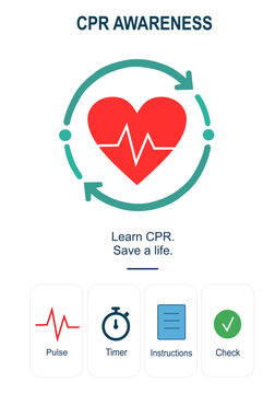 CPR Awareness and Basic Life Support Infographic Template Healthcare Vector