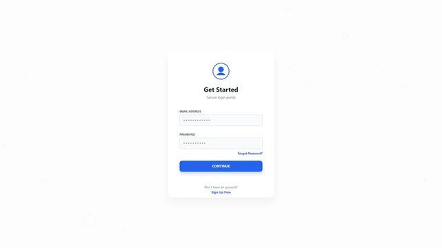Login page interface for user authentication with get started button