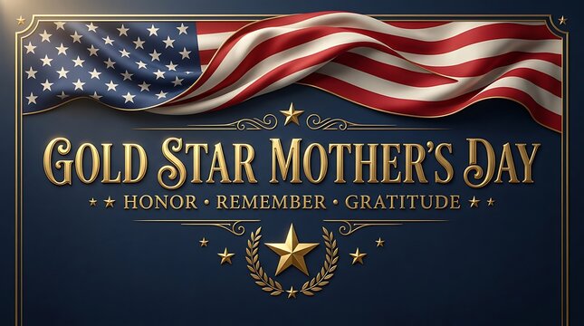 Gold Star Mother's Day Banner with American Flag and Gold Text