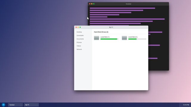 Terminal interface showing command line code window
