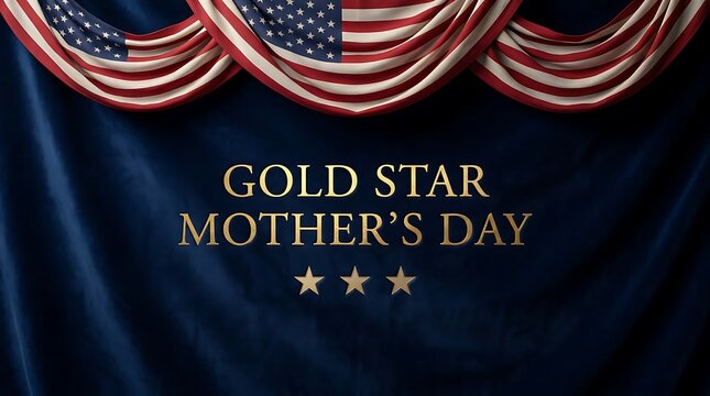 Gold Star Mothers Day Tribute with American Flag on Blue Velvet