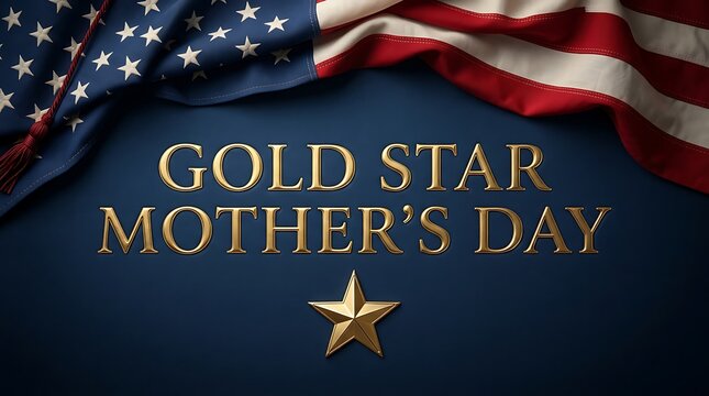Gold Star Mothers Day Greeting with American Flag and Star