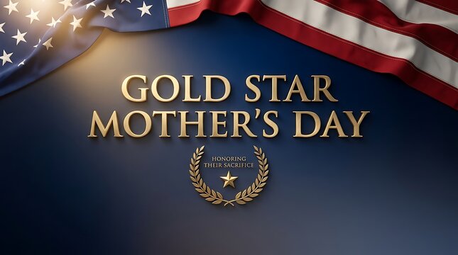Gold Star Mother's Day Patriotic Tribute with US Flag and Gold Text