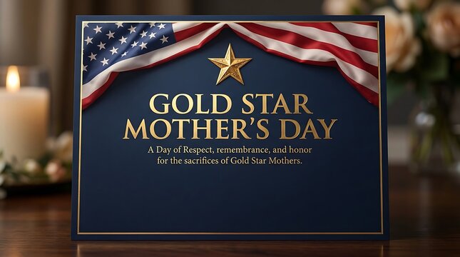 Gold Star Mother's Day Tribute Card with US Flag and Gold Star