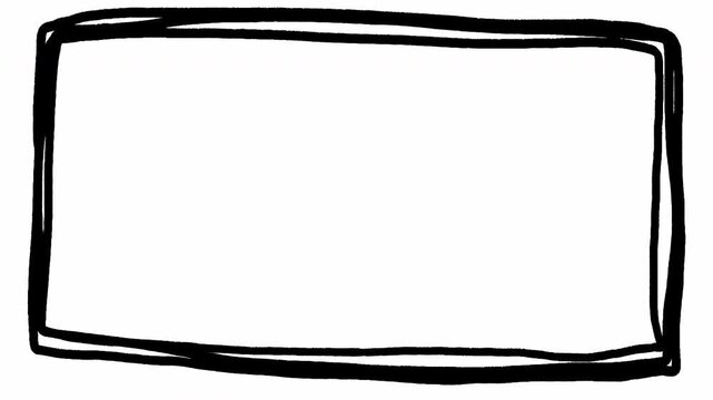 Abstract Hand Drawn Scribble Rectangular Frame Animation on White Background Motion Graphic Video 4K