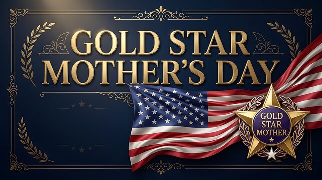 Gold Star Mother's Day Banner with American Flag and Emblem