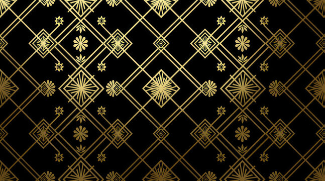 Golden Geometric Pattern on Black Background.