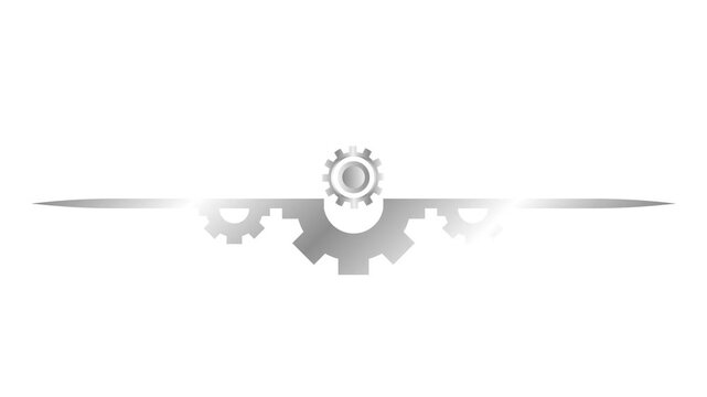 Abstract Silver Mechanical Gear Elements with Sleek Horizontal Lines for Industrial Technology Design