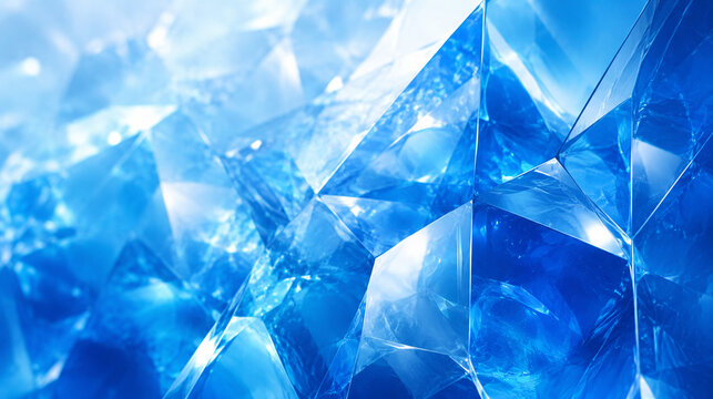 Fragments de cristal bleu glac&eacute; lumineux