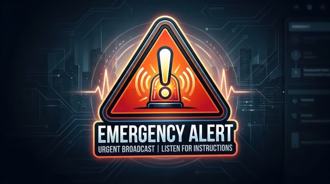 Emergency Alert System Warning Signal Icon.