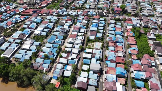 A densely populated residential area in Sungai Andai, Banjarmasin, South Kalimantan