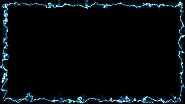激しく放電する青い電気フレーム背景画像素材 JPG / Blue electric lightning frame effect background JPG