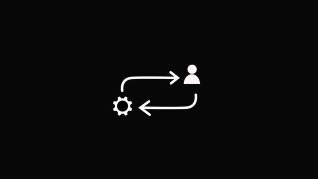 Process icon in flat style isolated on white. Process symbol in black for your web site design on white background