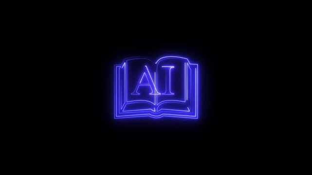Futuristic purple neon AI book logo reveal animation with glowing light effects, smooth motion, and dark background. Perfect for technology, education, branding, intros, and digital media.