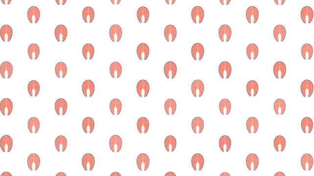 Seamless pink salmon slice pattern background for seafood menu design