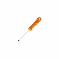 Fototapeta premium Orange handled screwdriver isolated on white background for repair and construction.