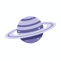Fototapeta premium Stylized illustration of planet Saturn with rings and stars.