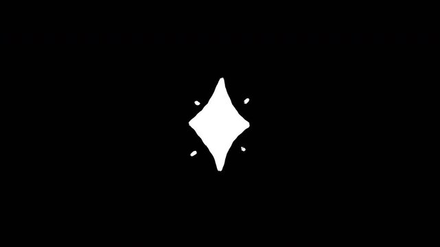Hand-drawn white diamond shape with decorative sparks glowing on black background, scribble art Animation Video 4K