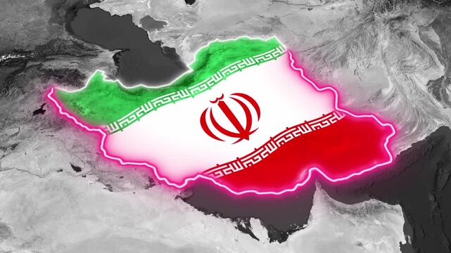 3D Iran Map Animation with Flag and Neon Glow Pin