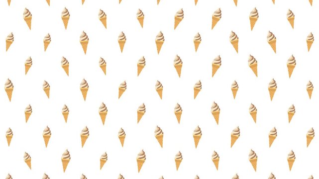 Delicious soft serve ice cream cone seamless pattern background