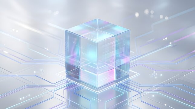 Clean technology processor core on bright white circuit board symbolizing transparent data systems and advanced enterprise software architecture.