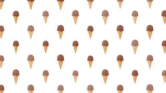 Seamless Chocolate Ice Cream Cone Pattern for Sweet Dessert Food Backgrounds
