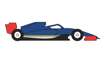 Fototapeta premium Minimalist side profile of a modern formula one race car with aerodynamic lines and clean flat geometry isolated on white background speed and racing concept