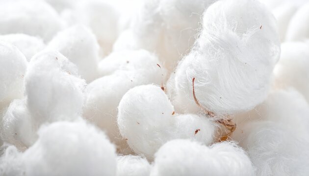 Closeup of Soft White Cotton Balls for Textile or Fabric Use
