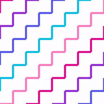 Seamless sayagata key fret pattern in magenta and violet, modern pop Japanese geometric background