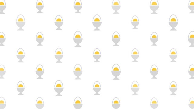 Seamless pattern of soft boiled eggs in egg cups, simple and clean design