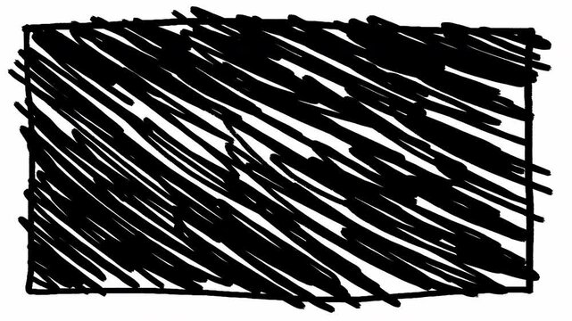 Hand Drawn Artistic Black Ink Scribble Animation with Gritty Pencil Hatching Sketch Texture Loop Video 4K