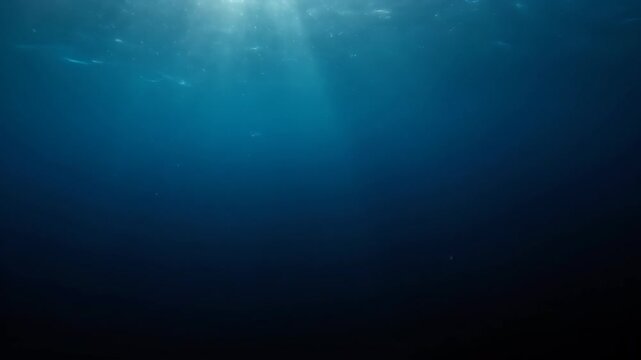 The scene of sunlight penetrating the sea at the bottom, the dynamic background of deep sea beams