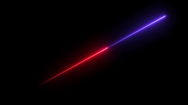 Neon corner laser line colorful animation in black background. corner neon line animation moving from left bottom to top right on black screen. Neon corner line colorful animation in black background