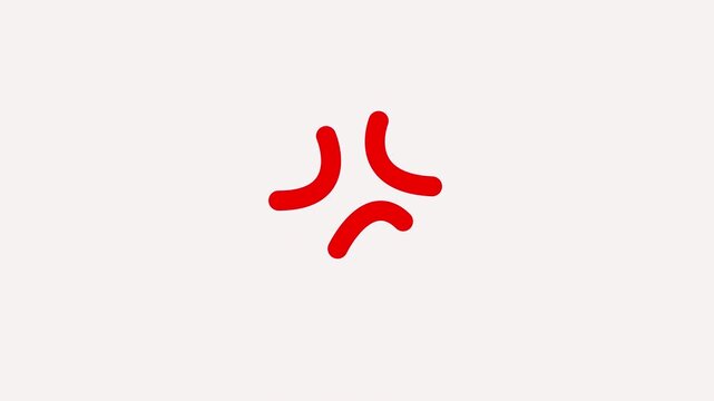 Red angry mark expression line animation 4K