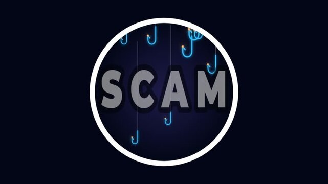 Anti Scam Cyber Phishing Attack Warning Stop Sign Motion Graphics Animation