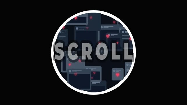 Stop Doomscrolling Social Media Addiction Graphic Motion Animation with Prohibition Sign