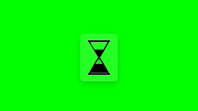Minimalist hourglass icon on a green screen background for digital interface design.