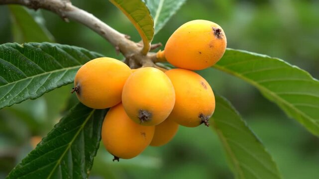The branches are ripe loquat fruits, and golden loquats hang all over the branches