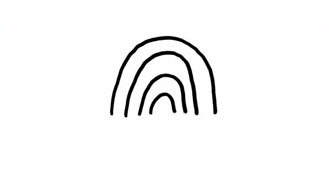 Minimalist hand drawn black line rainbow scribble animation on white background artistic doodle element Video 4K