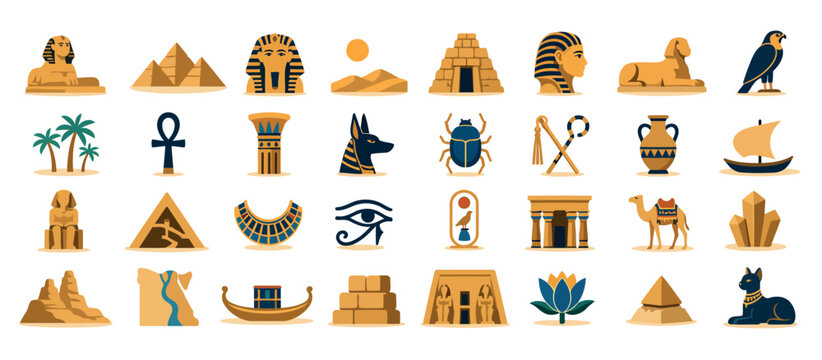 Ancient Egyptian Symbols and Icons Collection.